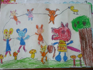 大班幼儿绘本创作--战胜大灰狼 - 子课题一:如何